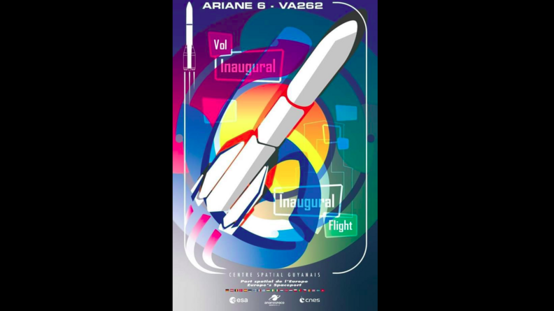 Affiche du vol inaugural d'Ariane 6.